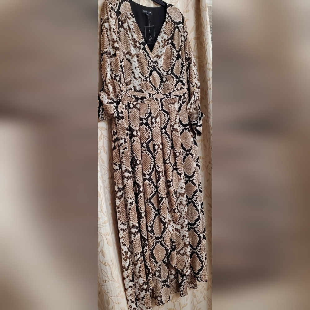 INC International Concepts Snake Pattern V-Neck Dress